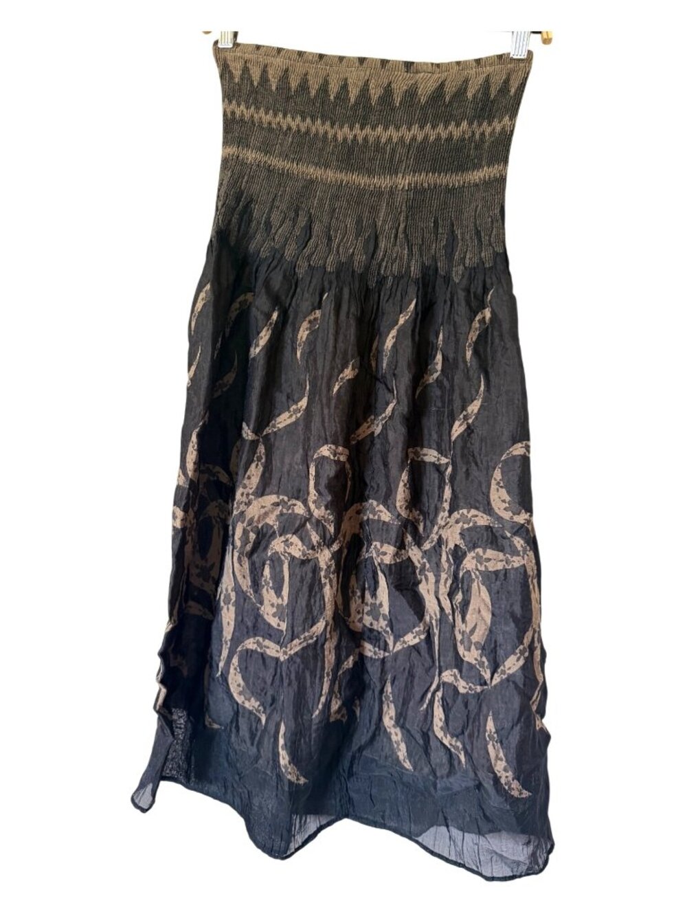 Lapis Anthropologie Black Gold Tribal Convertible Dress to Skirt One Size Smock